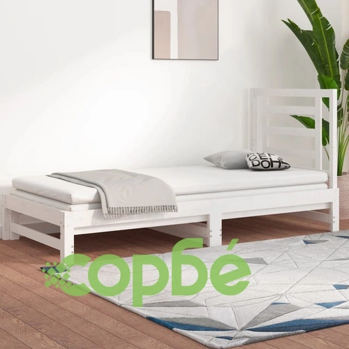 Разтегателно дневно легло, без матрак, бяло, 2x(90x200) см ➤ топ цена ➤ sorbe.bg