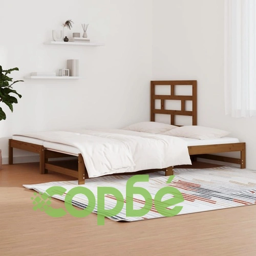 Разтегателно дневно легло меденокафяво 2x(90x190) см бор масив ➤ топ цена ➤ sorbe.bg