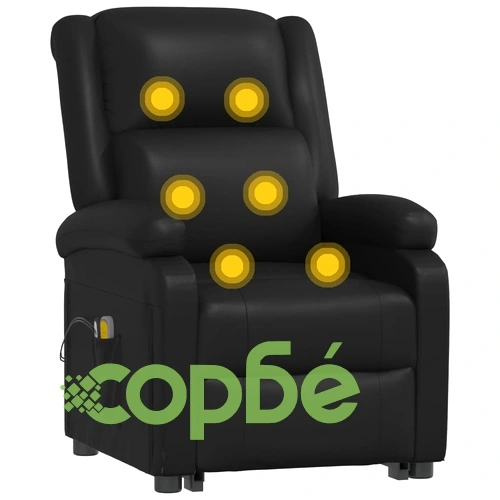 Изправящ масажен стол, черен, изкуствена кожа ➤ топ цена ➤ sorbe.bg