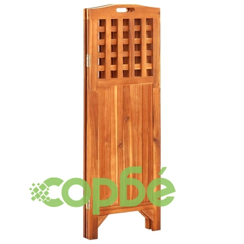 Параван за стая, 3 панела, 121x2x120 cм, акациево дърво масив ➤ топ цена ➤ sorbe.bg