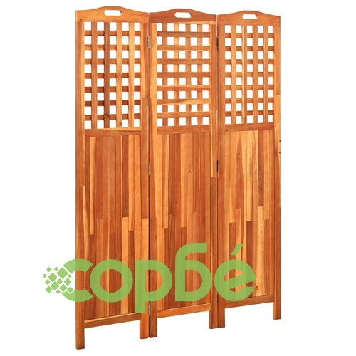Параван за стая, 3 панела, 121x2x170 cм, акациево дърво масив ➤ топ цена ➤ sorbe.bg