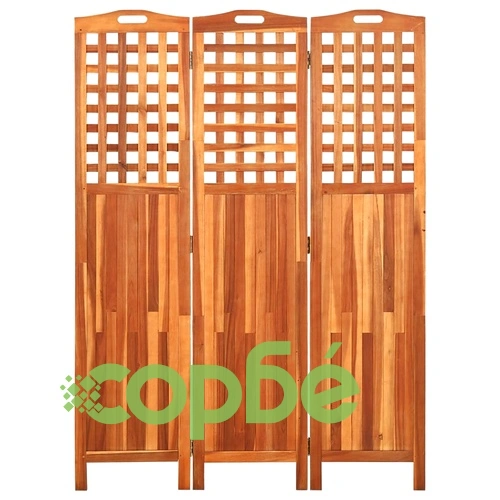Параван за стая, 3 панела, 121x2x170 cм, акациево дърво масив ➤ топ цена ➤ sorbe.bg