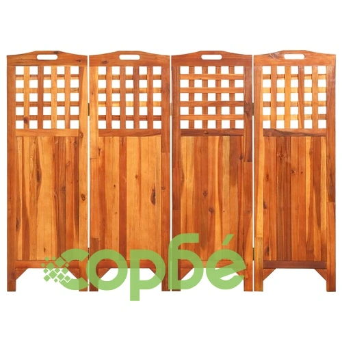 Параван за стая, 4 панела, 161x2x120 cм, акациево дърво масив ➤ топ цена ➤ sorbe.bg