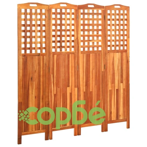 Параван за стая, 4 панела, 161x2x170 cм, акациево дърво масив ➤ топ цена ➤ sorbe.bg