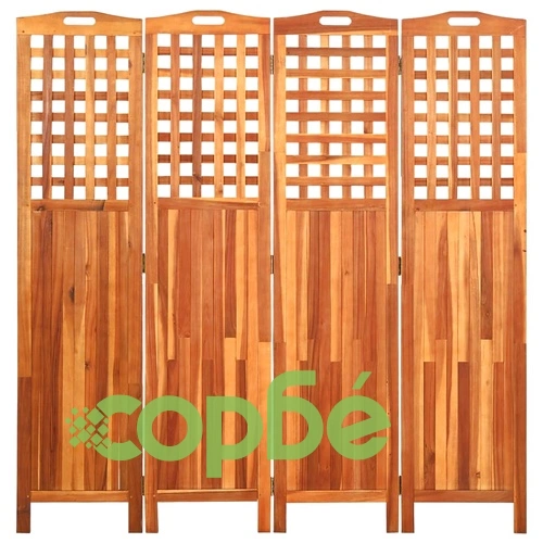 Параван за стая, 4 панела, 161x2x170 cм, акациево дърво масив ➤ топ цена ➤ sorbe.bg