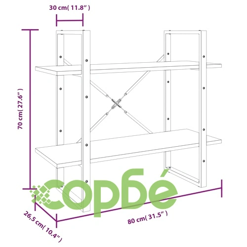 Библиотека на 5 нива, опушен дъб, 80x30x175 см, инженерно дърво ➤ топ цена ➤ sorbe.bg