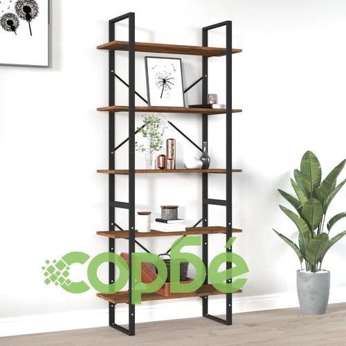 Библиотека на 5 нива, опушен дъб, 80x30x175 см, инженерно дърво ➤ топ цена ➤ sorbe.bg