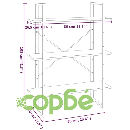 Библиотека на 5 нива, сив сонома, 80x30x175 см, инженерно дърво ➤ топ цена ➤ sorbe.bg