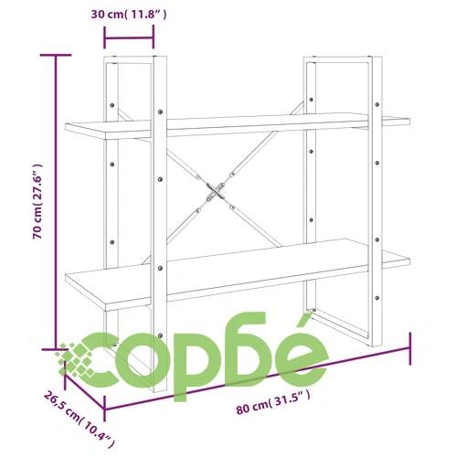 Библиотека на 5 нива, сив сонома, 80x30x175 см, инженерно дърво ➤ топ цена ➤ sorbe.bg