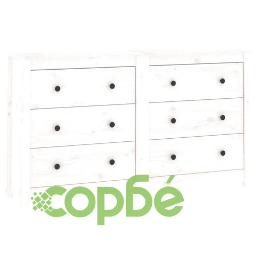 Сайдборд, бял, 140x35x80 см, бор масив ➤ топ цена ➤ sorbe.bg