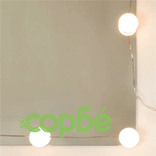 Комплект тоалетка с LED, бял гланц, инженерно дърво ➤ топ цена ➤ sorbe.bg