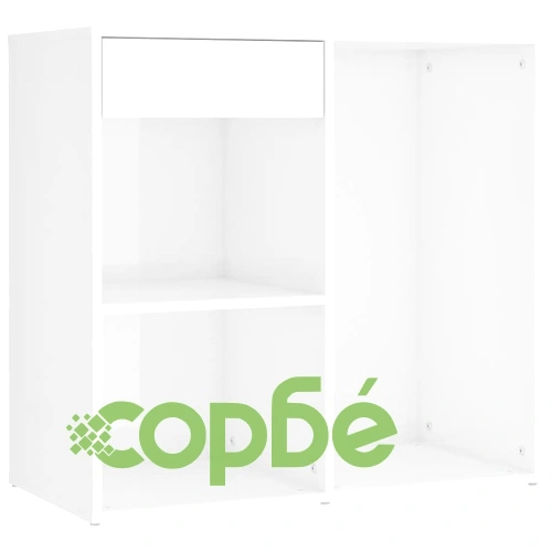Комплект тоалетка с LED, бял гланц, инженерно дърво ➤ топ цена ➤ sorbe.bg