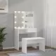 Комплект тоалетка с LED, бяла, инженерно дърво
