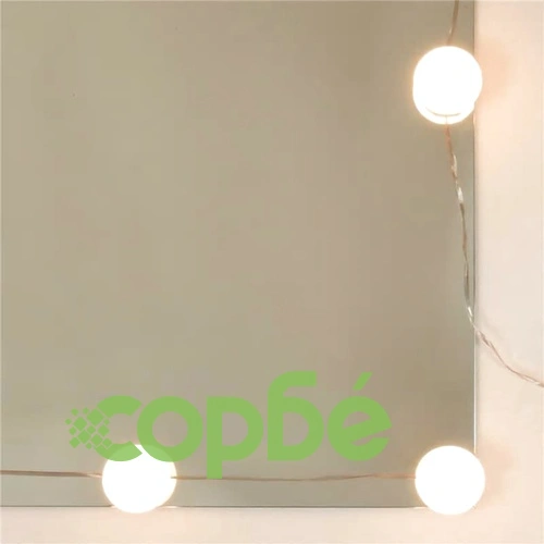 Комплект тоалетка с LED, бял гланц, инженерно дърво ➤ топ цена ➤ sorbe.bg
