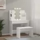 Комплект тоалетка с LED, бял гланц, инженерно дърво