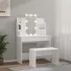 Комплект тоалетка с LED, бял гланц, инженерно дърво