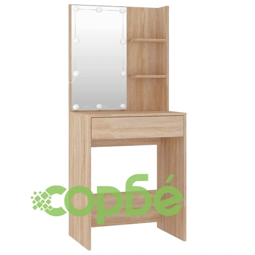 Комплект тоалетка с LED, сонома дъб, инженерно дърво ➤ топ цена ➤ sorbe.bg