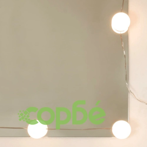 Комплект тоалетка с LED, бял гланц, инженерно дърво ➤ топ цена ➤ sorbe.bg