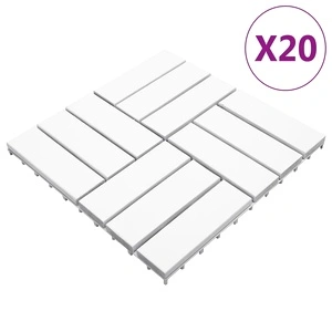 Декинг плочки, 20 бр, бели 30x30 см, акация масив