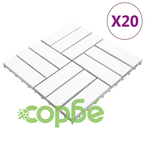 Декинг плочки, 20 бр, бели 30x30 см, акация масив ➤ топ цена ➤ sorbe.bg