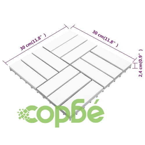 Декинг плочки, 20 бр, бели 30x30 см, акация масив ➤ топ цена ➤ sorbe.bg