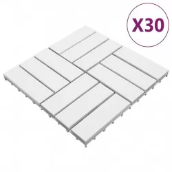 Декинг плочки, 30 бр, бели 30x30 см, акация масив