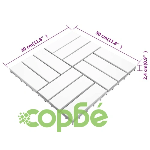 Декинг плочки, 30 бр, бели 30x30 см, акация масив ➤ топ цена ➤ sorbe.bg