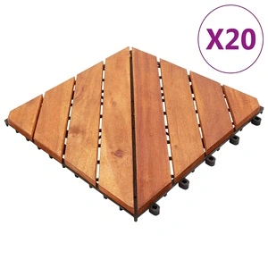 Декинг плочки, 20 бр, кафяви, 30x30 см, акация масив