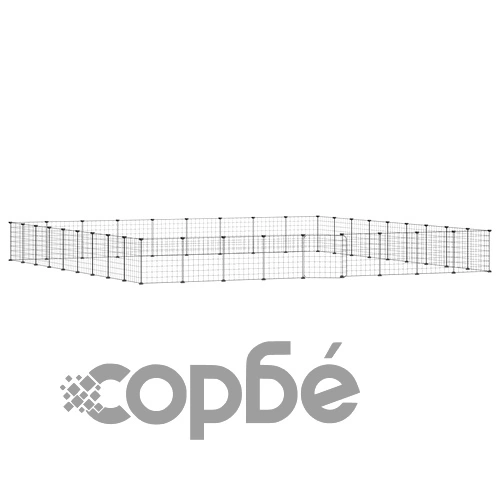 Клетка за животни с врата, 36 панела, черна, 35x35 см, стомана ➤ топ цена ➤ sorbe.bg