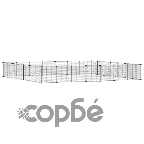 Клетка за животни с врата, 28 панела, черна, 35x35 см, стомана ➤ топ цена ➤ sorbe.bg
