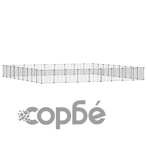 Клетка за животни с врата, 36 панела, черна, 35x35 см, стомана ➤ топ цена ➤ sorbe.bg