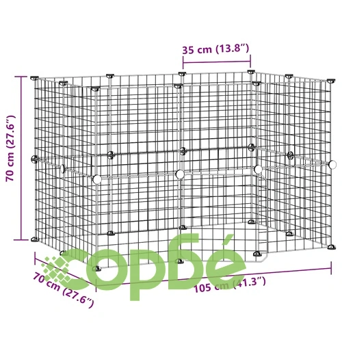 Клетка за животни с врата, 20 панела, черна, 35x35 см, стомана ➤ топ цена ➤ sorbe.bg