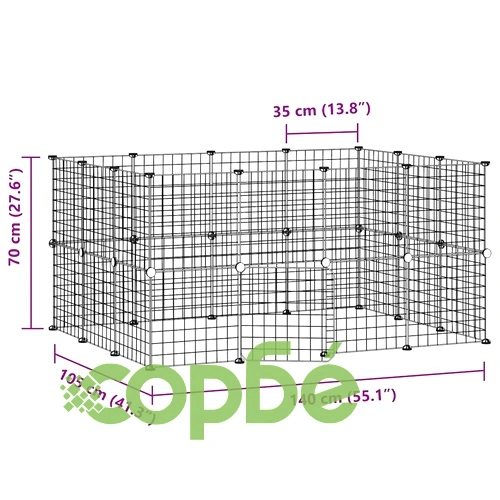 Клетка за животни с врата, 28 панела, черна, 35x35 см, стомана ➤ топ цена ➤ sorbe.bg
