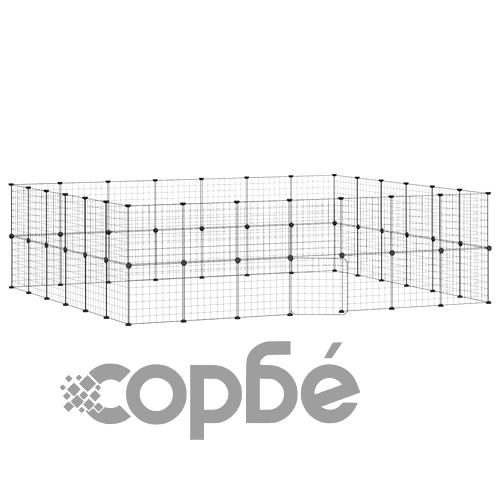 Клетка за животни с врата, 52 панела, черна, 35x35 см, стомана ➤ топ цена ➤ sorbe.bg