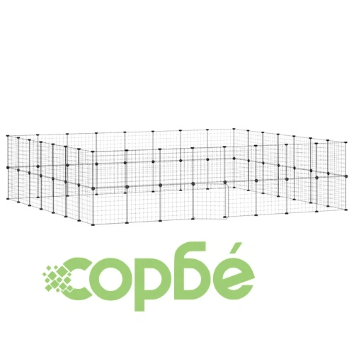 Клетка за животни с врата, 60 панела, черна, 35x35 см, стомана ➤ топ цена ➤ sorbe.bg