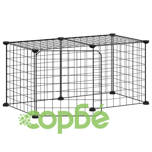 Клетка за животни с врата, 8 панела, черна, 35x35 см, стомана ➤ топ цена ➤ sorbe.bg