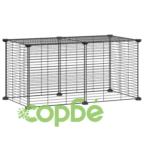 Клетка за домашни любимци, 8 панела, черна, 35x35 см, стомана ➤ топ цена ➤ sorbe.bg