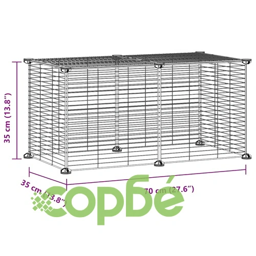 Клетка за домашни любимци, 8 панела, черна, 35x35 см, стомана ➤ топ цена ➤ sorbe.bg