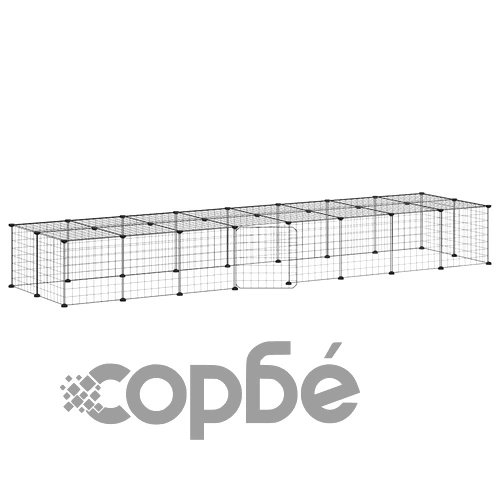 Клетка за животни с врата, 36 панела, черна, 35x35 см, стомана ➤ топ цена ➤ sorbe.bg