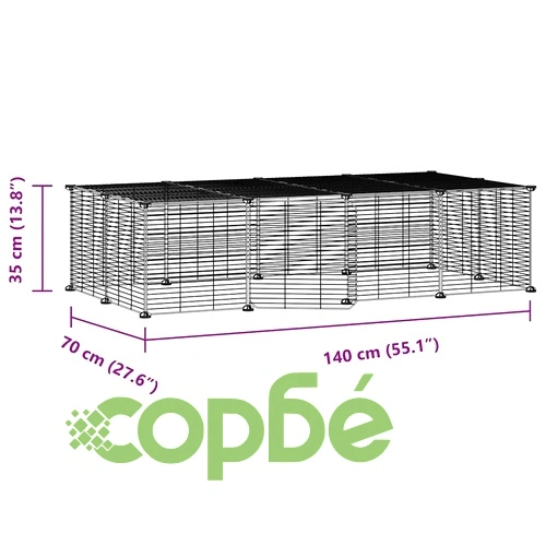 Клетка за животни с врата, 20 панела, черна, 35x35 см, стомана ➤ топ цена ➤ sorbe.bg