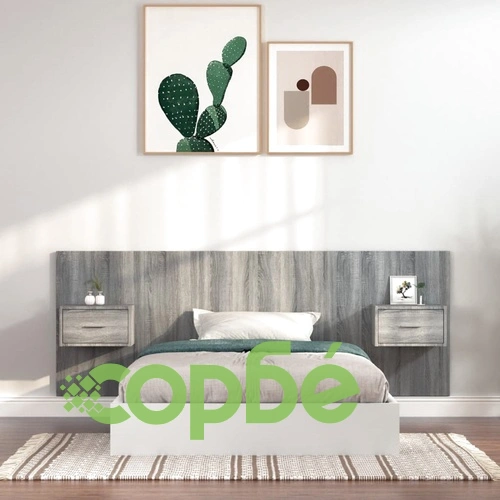Горна табла за легло с шкафчета, сив сонома, инженерно дърво ➤ топ цена ➤ sorbe.bg