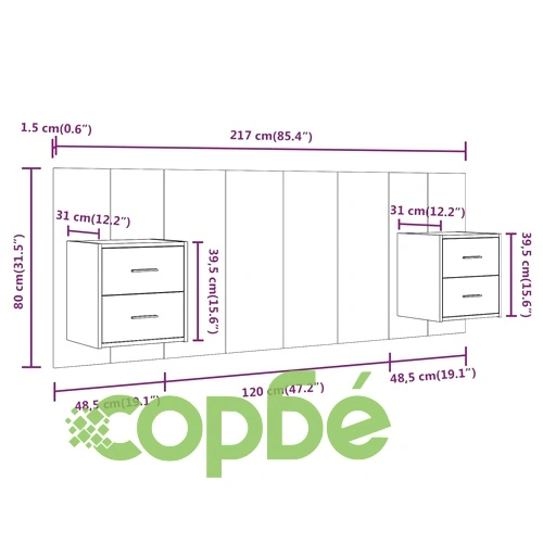 Горна табла за легло с шкафчета, черна, инженерно дърво ➤ топ цена ➤ sorbe.bg
