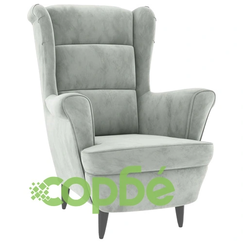 Фотьойл Wingback с табуретка, светлосиво, кадифе ➤ топ цена ➤ sorbe.bg