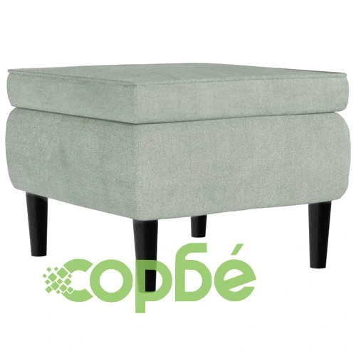 Фотьойл Wingback с табуретка, светлосиво, кадифе ➤ топ цена ➤ sorbe.bg