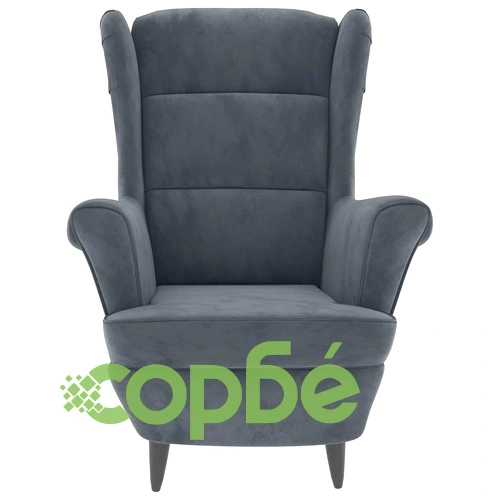 Фотьойл Wingback с табуретка, тъмносив, кадифе ➤ топ цена ➤ sorbe.bg