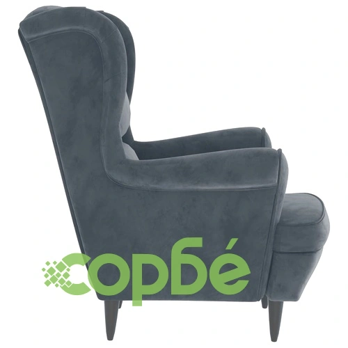 Фотьойл Wingback с табуретка, тъмносив, кадифе ➤ топ цена ➤ sorbe.bg