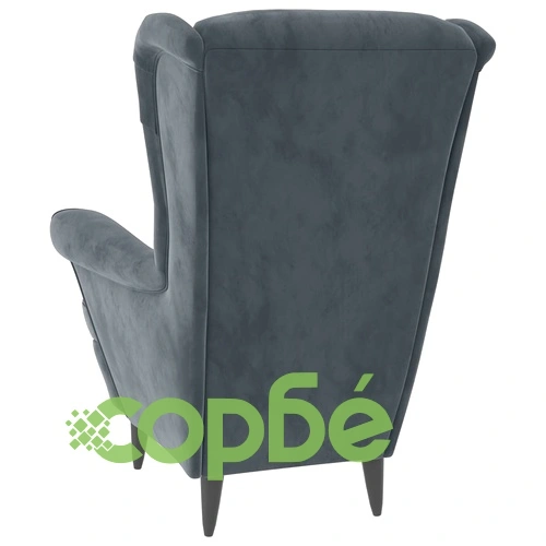 Фотьойл Wingback с табуретка, тъмносив, кадифе ➤ топ цена ➤ sorbe.bg