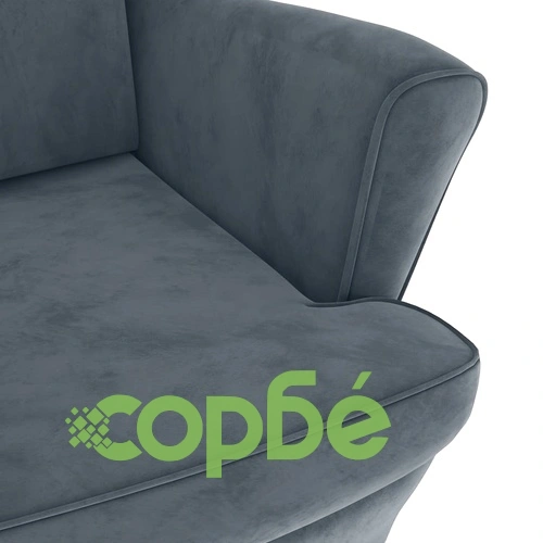Фотьойл Wingback с табуретка, тъмносив, кадифе ➤ топ цена ➤ sorbe.bg