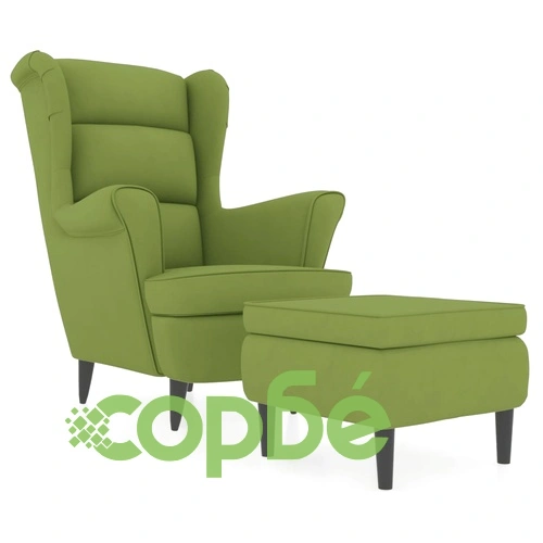 Фотьойл Wingback с табуретка, светлозелено, кадифе ➤ топ цена ➤ sorbe.bg