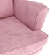 Фотьойл Wingback с табуретка, розова, кадифе